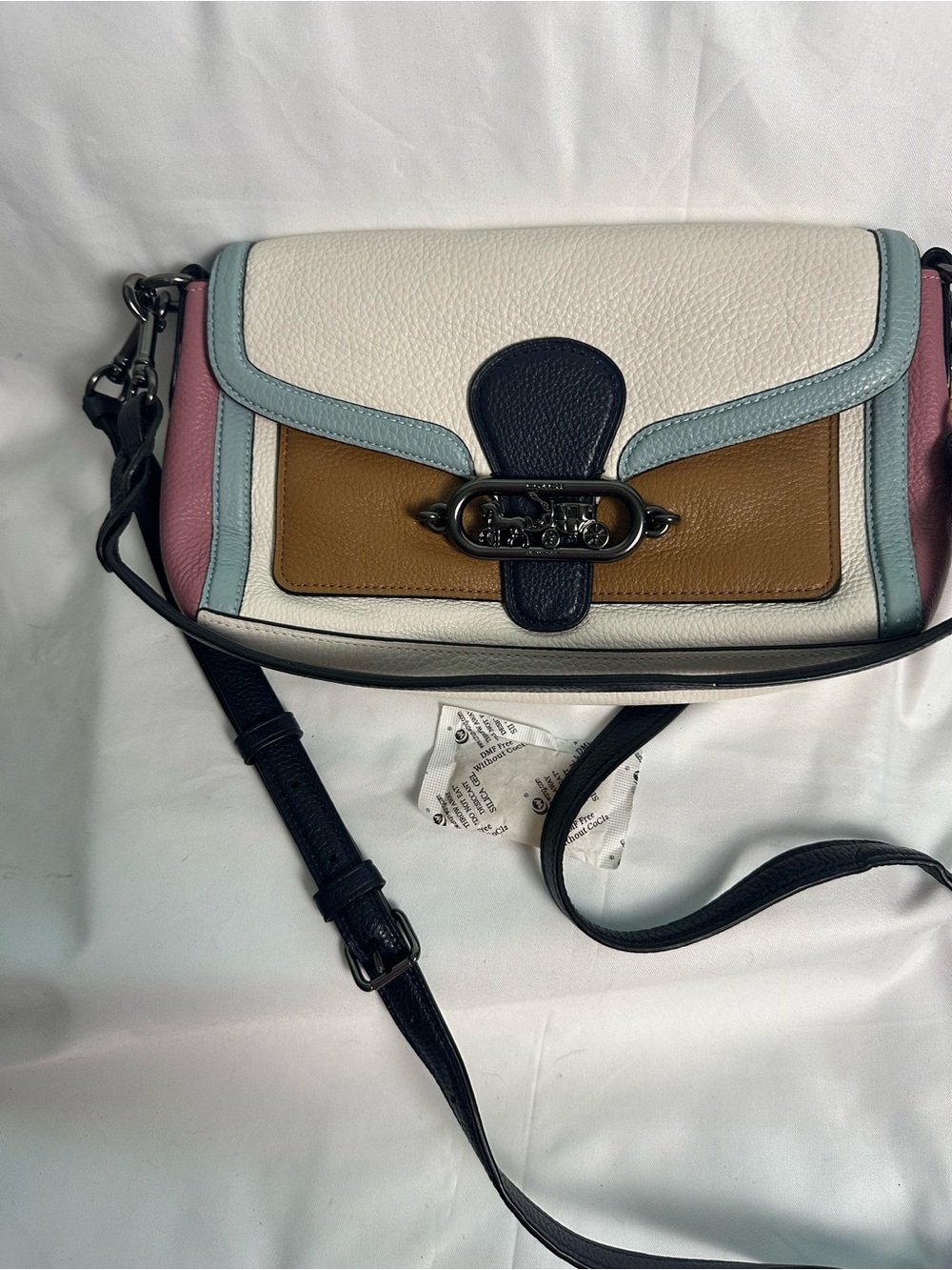 Coach Colorblock Darcy Crossbody Bag in White, Tan & Pink
